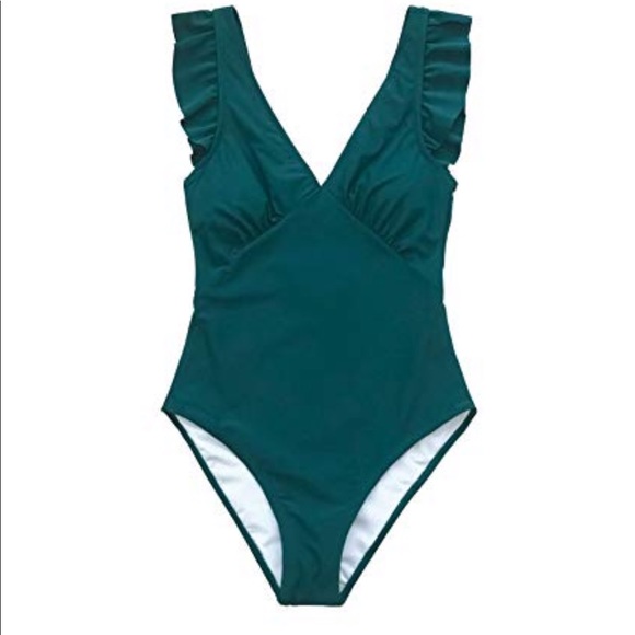 🆕 Ruffled One Piece Swim Suit Teal Green Size XL - Picture 1 of 2